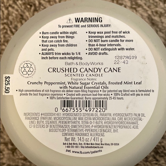 Bath & Body Works Crushed Candy Cane Candle - Picture 3 of 3